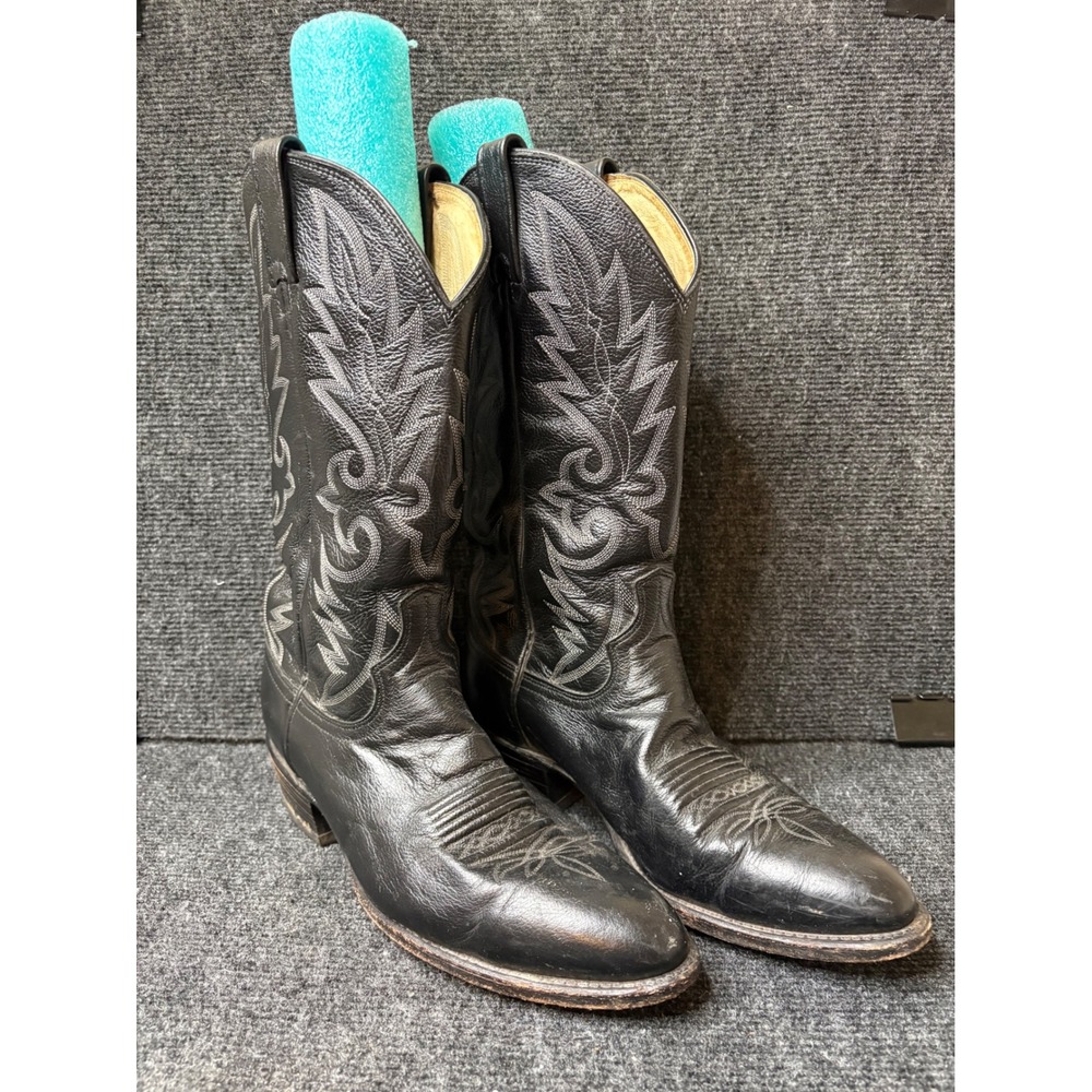 Dan Post Mens Black Leather Western Cowboy Boots Pointed Toe 9 D 202092